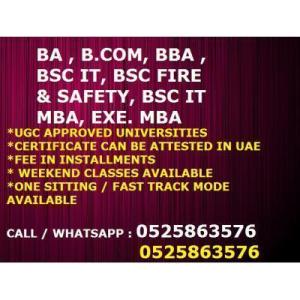 BBA,BA,BSC,BCOM,MBA Degree course in Ajman, Sharjah